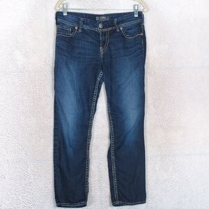 Silver Suki Women's Embroidered Low‎ Rise Cropped Jeans Waist 28